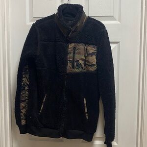 Joe's Black fleece Jacket with Camo Details